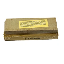Soft Arkansas Sharpening Stone Small   AC-5 Mounted On Wood Base