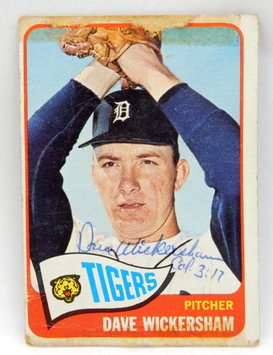 VINTAGE HAND-SIGNED 1965 TOPPS #375 DAVE WICKERSHAM DETROIT TIGERS BASEBALL CARD