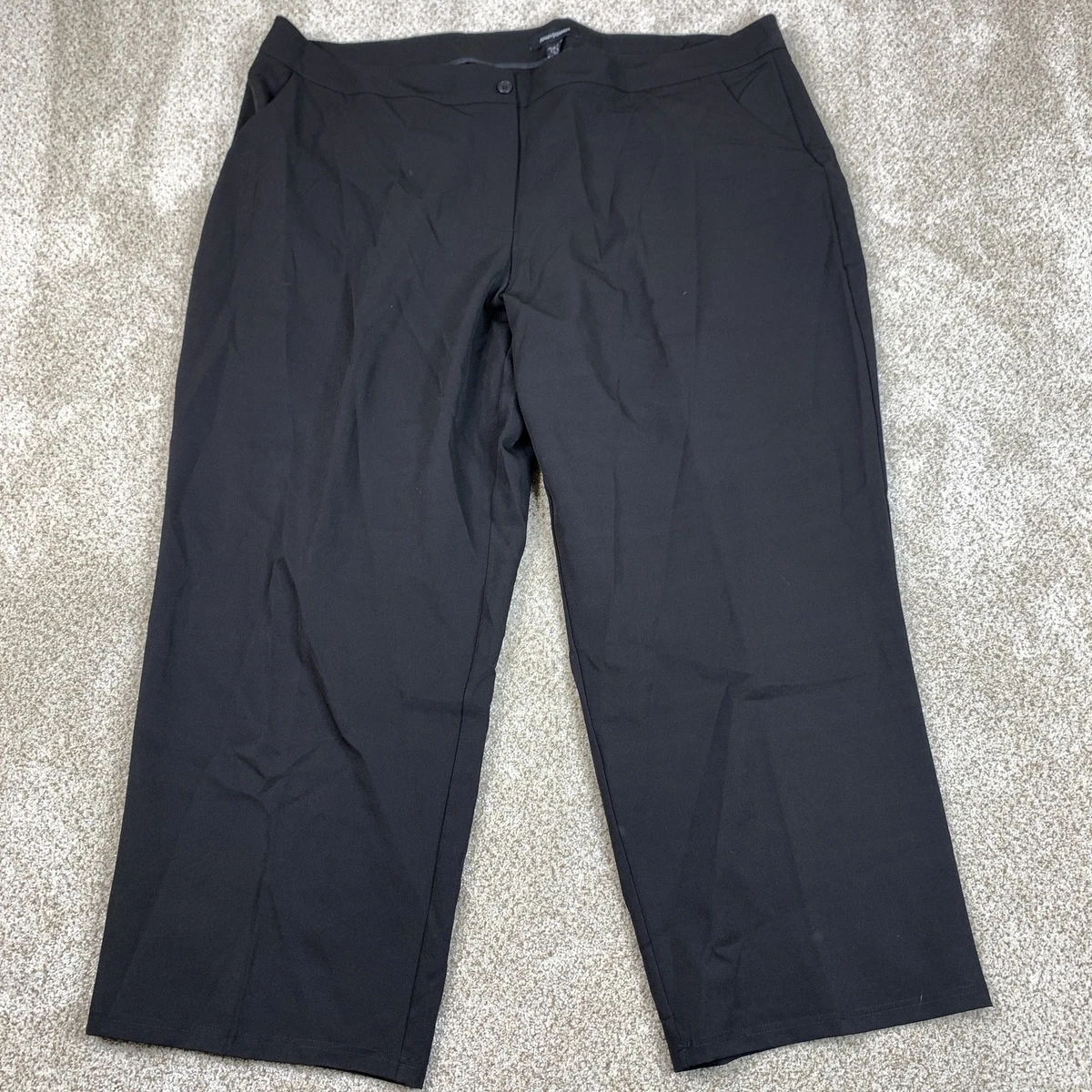 ashley stewart black dress pants Ashley Stewart Pants Womens 12 Black Cotton Flat Front Flare Stretch NWT