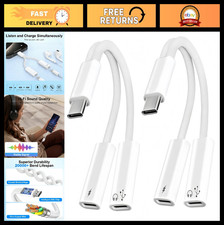 2-Pack USB C Splitter 1 in 2 Out, Dual USB-C Charger Headphone Adapter, PD 60W