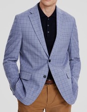 Tommy Hilfiger Men's Blue Modern-Fit Check Sport Coat Suit Jacket Size 38R