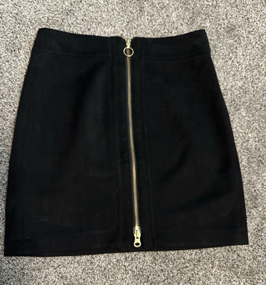 Esmara by Heidi Klum Black Mini Skirt Gold Exposed Zip Front Size 8 Y2K Gothcore