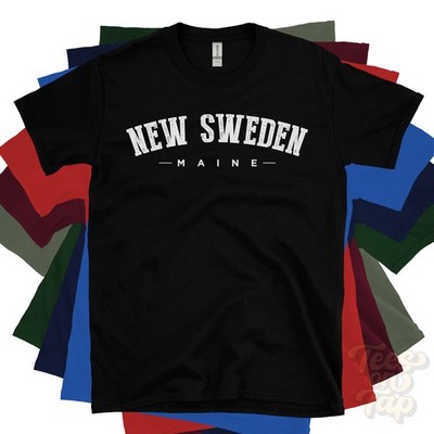 NEU SWEDEN MAINE T-SHIRT Caribou Aroostook USA Retro Uni-Stil Heimatstadt Geschenk