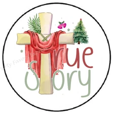 TRUE STORY CROSS CHRISTMAS ENVELOPE SEALS LABELS STICKERS PARTY FAVORS