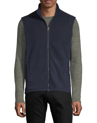 Men s Saks Fifth Avenue Polar Fleece Vest 2XL XXL Navy Blue $93.00