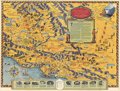 Early Pictorial Map Edison Electrical Service System California History Poster