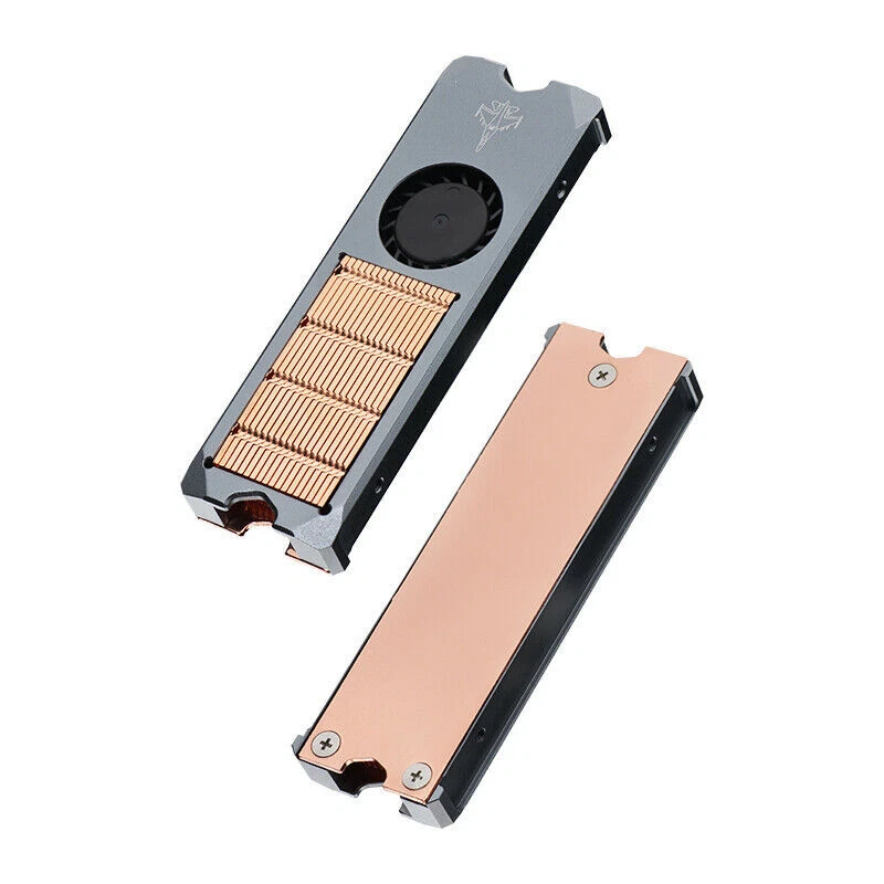 M.2 NVME 2280 SSD Enfriador Cobre Sustrato Disipador de Calor Aleta Radiador 4Pin PWM Min Ventilador Foto 2 de 4
