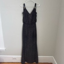 Black Sheath With Golden Champagne Shimmers Cocktail Dress Sleeveless V-Neck