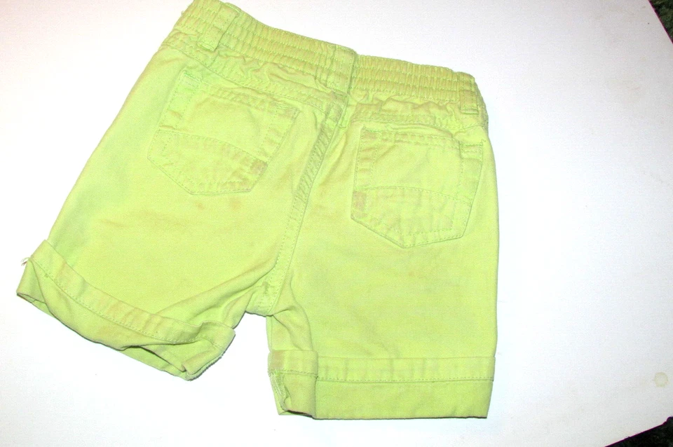 Faded Glory Unisex PANTALONES CORTOS 18M Beige 5 Bolsillos Cinturón Lazos Cremallera Botón (L-4) Foto 2 de 3