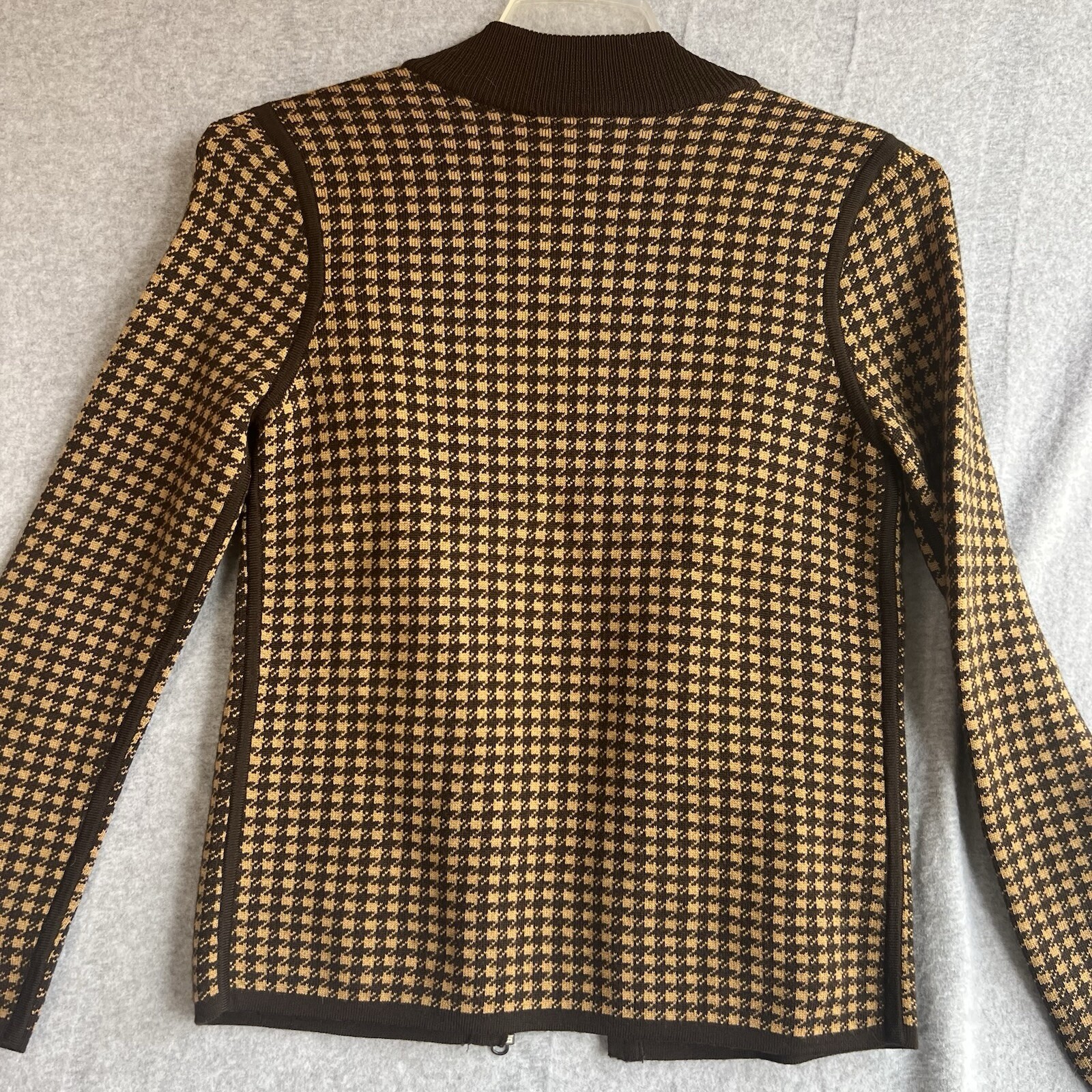 PENDLETON Sweater FULL ZIP Brown Houndstooth MERI… - image 4