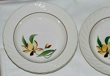 6 assiettes creuses peintes main faience Salins Tholy Vintage French Plates 50s