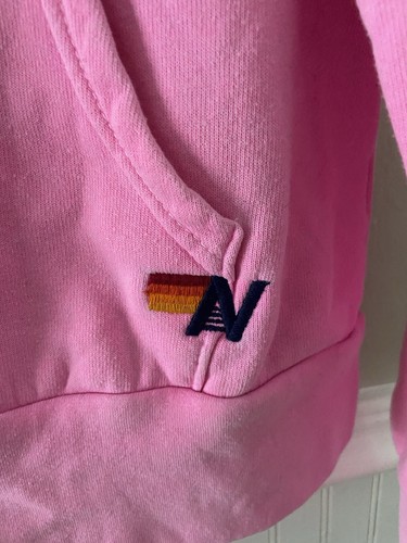 Felpa con cappuccio e zip intera rosa punto cuore Aviator Nation taglia X small - Foto 4 di 7