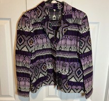 Vintage '80s abstract geometrical Pattern Blazer Funky Embroidered Purple Shape