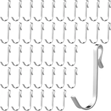 40 Pcs J Hook for Wire Shelving Hooks Stainless Steel Hanger Clip on Metal Wire 