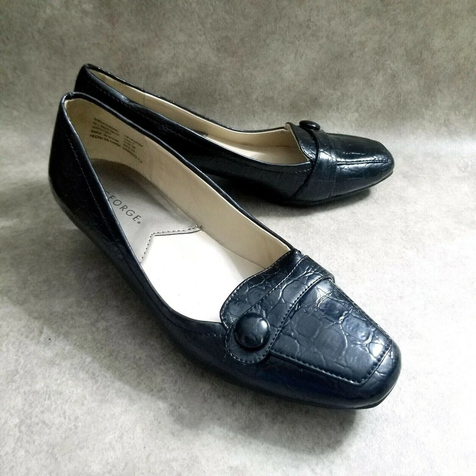 Zapatos de tacón George para mujer talla 7 negros sin cordones de 2" Foto 4 de 4