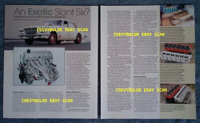 Chrysler 225 A826 Aluminum Block Tech Info Article ''An Exotic Slant Six?''