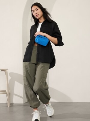 ATHLETA フード付きダウン L ブラック Aire Puffer Jacket | Athleta