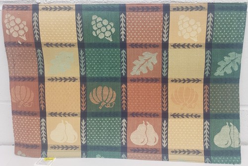 SET OF 4 FABRIC COTTON PLACEMATS 12"x18", FRUITS & LEAVES IN SQUARES, RC - Picture 18 of 18