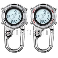 Multi-Function Backpack Outdoors Clip-on Compass Digital Carabiner Fob Watch