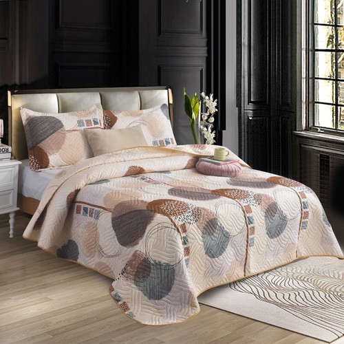 Quilted Bedspread Set: 3-Piece Printed Patchwork Comforter with Matching Pillow - Picture 17 of 34