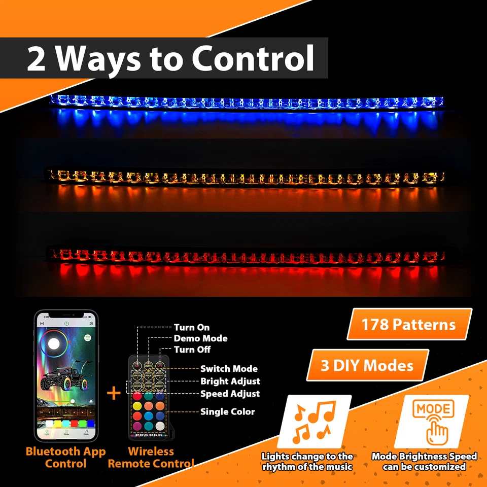 Barra de luz de trabajo LED curva de 50 pulgadas RGB persecución para Kawasaki Teryx 750 800 KRX 1000 Foto 4 de 4