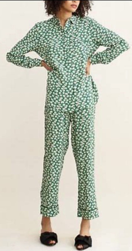 Ganni Roseburg Crepe Pants And Blouse Set In Total Eclipse 34 (S)