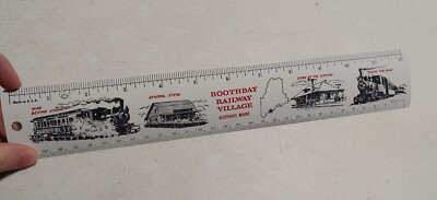 Ken. Shop Train Ruler Vintage Boothbay Maine Railway Village Train Railroad Advertising Metal ...
