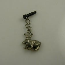 frog prince cell phone or fits Ipad charm ear cap dust plug froggy silver tone