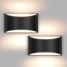 2 Black Modern LED Wall Sconces Hardwired Wall Sconces Indoor Up and Down Light