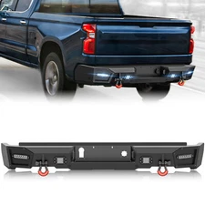 Rear Bumper W/ Sensor Holes For 2019-2024 GMC Sierra 1500 & Chevy Silverado 1500