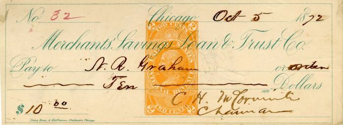 Check signed by C.H. McCormick - Autograph - Autographs of Famous People