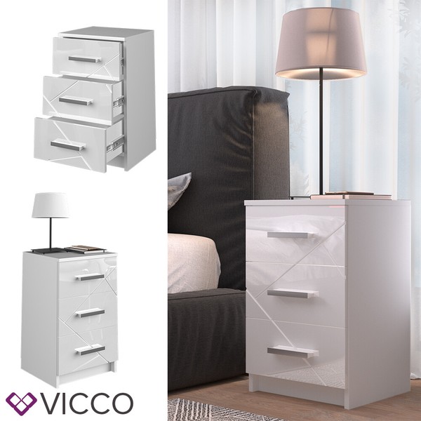 Nachtkommode Nachttisch Nachtschrank Irma Weiß Einzel Schublade Ablage Vicco-image