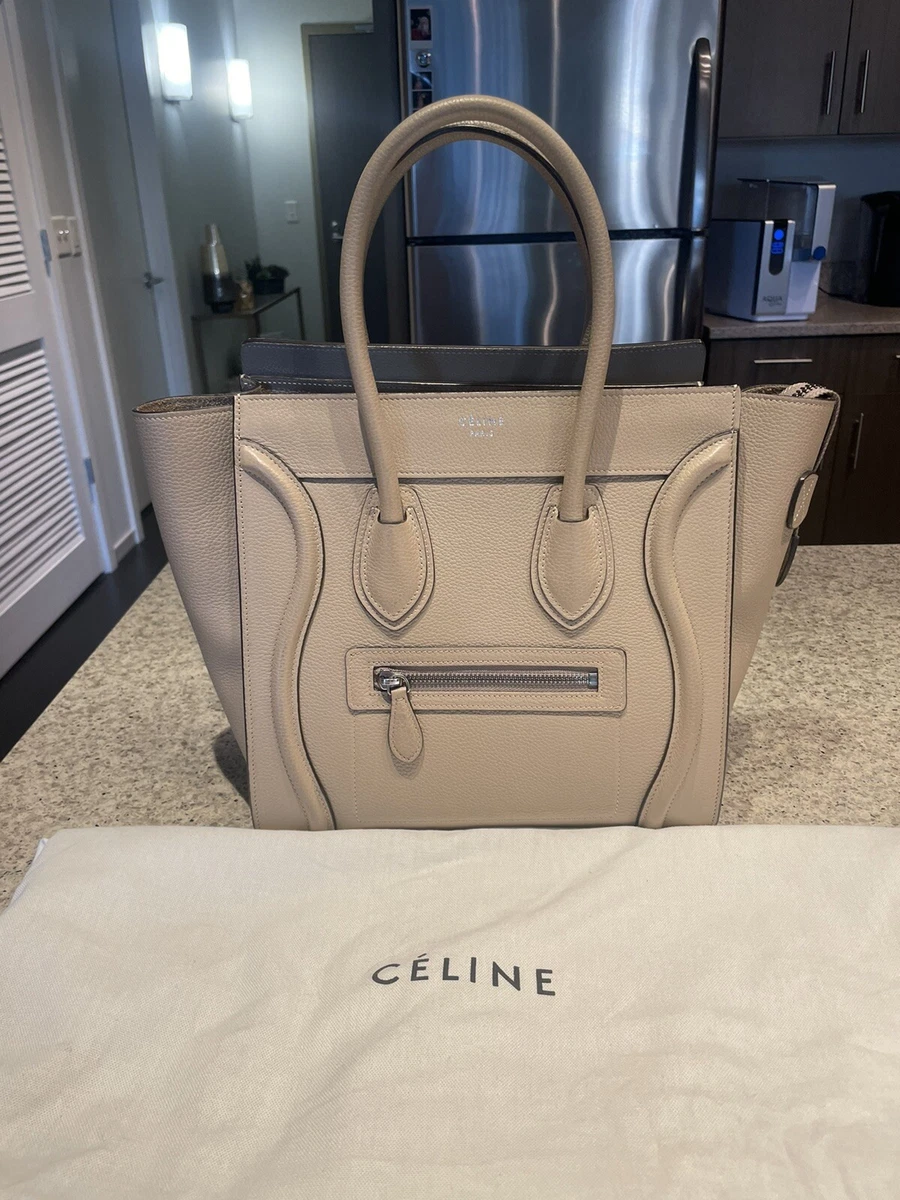 CELINE Mini Luggage Leather Tote Bag Dune-US