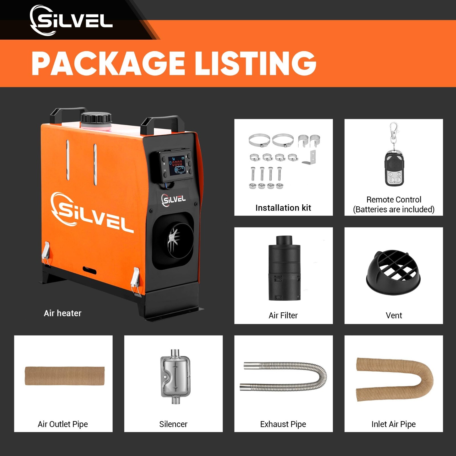 12V 8KW Diesel Heater, AllinOne Diesel Air Heater, Portable Diesel