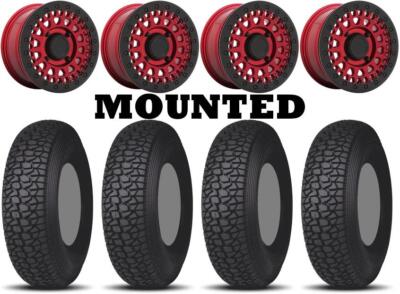 Kit 4 Tensor Regulator 2 Tires 30x10-15 on Black Rhino Parker Beadlock Red FXT
