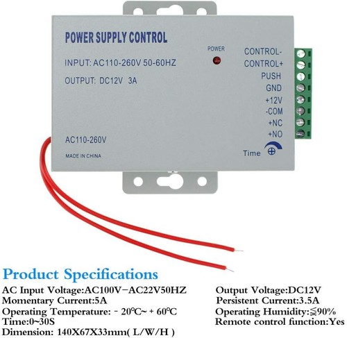 Sistema de Control de Acceso Impermeable Teclado RFID Bloqueo Magnético DC12V Fuente de Alimentación - Imagen 5 de 10