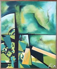 Didier BATISTELLA,né en 1963. Les sens du vent, 1994.Huile/toile.SBD.48x36.Cadre