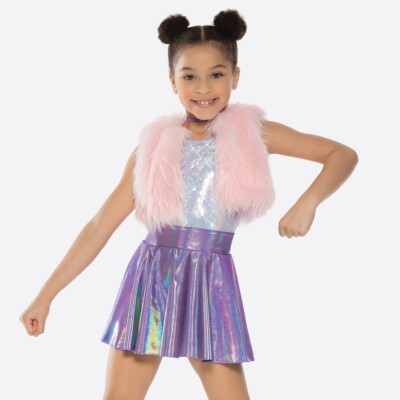 Revolution Jazz Purple Pink Fur D.a.n.c.e. Recital Costume Size MC RC19681