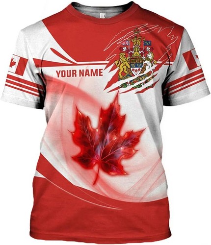  Maßgeschneidertes Kanada-Shirt, Pride Canada Flagge T-Shirt, Kanada Flagge 3D T-Shirt Damen Männer - Bild 2 von 8