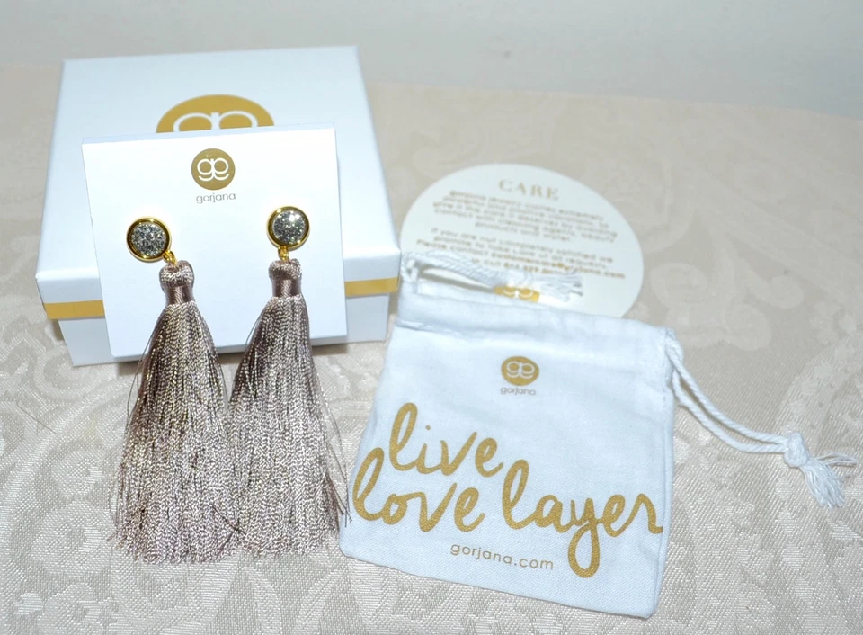 NUEVO EN CAJA $70 Pendientes Borla Gorjana Astoria Paloma Plata Druzy Pierced Foto 3 de 3