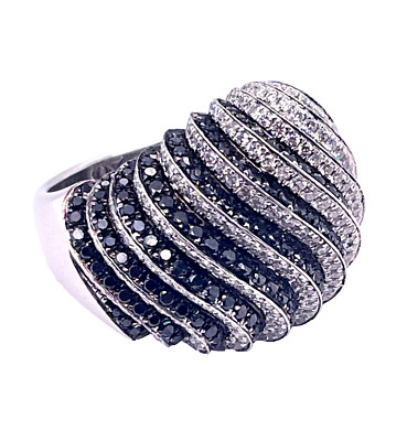 18k Robert Tateossian White Gold Black and White Diamond Ring
