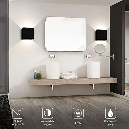 12W Modern LED Wall Light Up/Down Exterior Waterproof Outdoor Garden Lights - Picture 5 of 8
