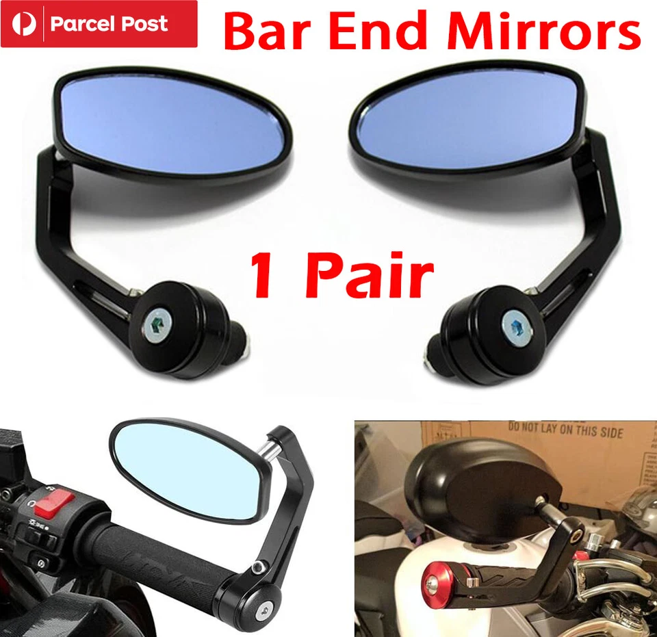 CNC Black Motorcycle 7/8" 22MM Handlebar Bar End Side Mirrors For Suzuki GN125 - Image 2 of 4
