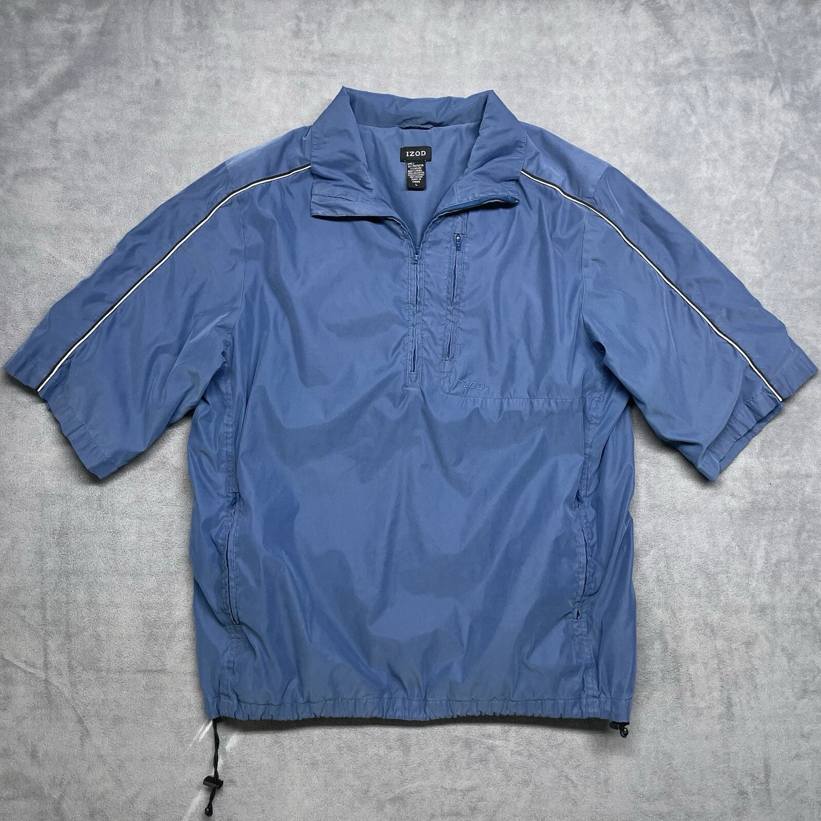 Izod 1 4 Zip Pullover Giacca a vento Manica 3 4 Blu Coach Giacca Zip Tasca Grande