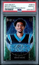 2023 Panini Select Bryce Young Rookie Neon Icons Green Lazer Prizm 5/5 PSA 10