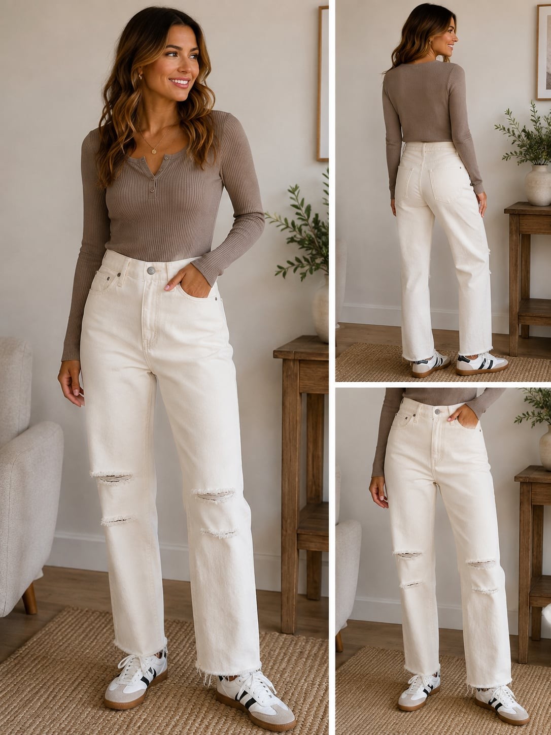 Madewell Perfect Vintage Straight Jeans 🤍 White Distressed High Rise Raw Hem