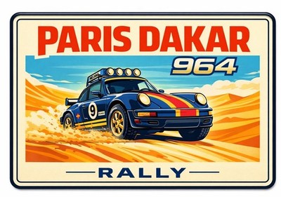 Retro Style Paris Dakar 964 Rally Racing Grand Prix Quality 12  Sign