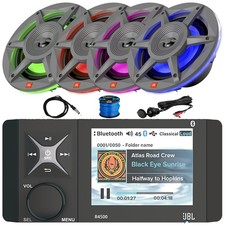 BayBoat: JBL Marine Receiver, 4x 6.5" 300W RGB LED Speaker,Adapter,Antenna, Wire
