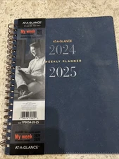 AT-A-GLANCE Signature Collection Academic 2024-2025 Weekly Monthly Planner BLUE