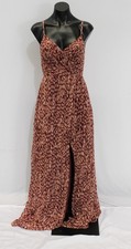 Azazie Women's Adanna V-Neck Floor-Length Maxi Dress JW7 Coral Multi Size 2